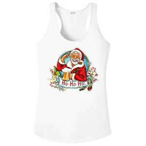 Ho-Ho-Ho Drinking Smoking Santa Claus Christmas Ladies PosiCharge Competitor Racerback Tank