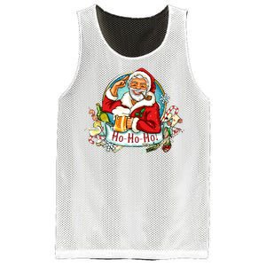 Ho-Ho-Ho Drinking Smoking Santa Claus Christmas Mesh Reversible Basketball Jersey Tank