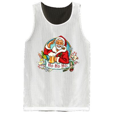 Ho-Ho-Ho Drinking Smoking Santa Claus Christmas Mesh Reversible Basketball Jersey Tank