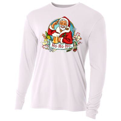 Ho-Ho-Ho Drinking Smoking Santa Claus Christmas Cooling Performance Long Sleeve Crew