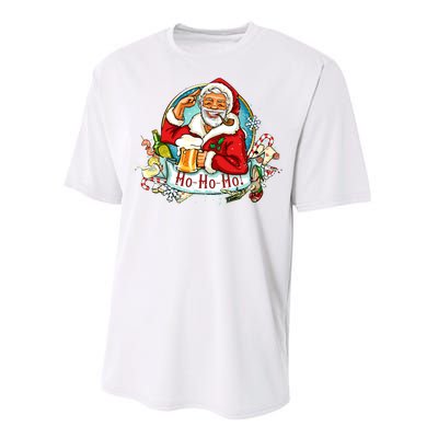 Ho-Ho-Ho Drinking Smoking Santa Claus Christmas Performance Sprint T-Shirt