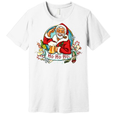 Ho-Ho-Ho Drinking Smoking Santa Claus Christmas Premium T-Shirt