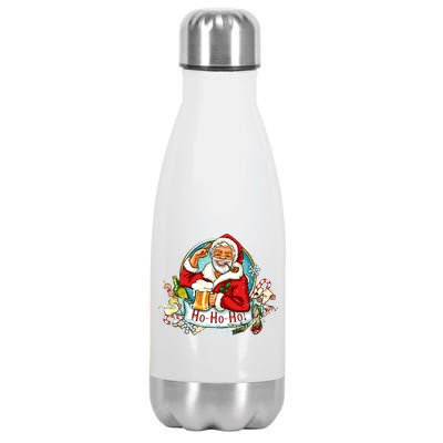 Ho-Ho-Ho Drinking Smoking Santa Claus Christmas Stainless Steel Insulated Water Bottle