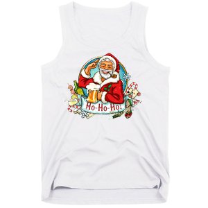 Ho-Ho-Ho Drinking Smoking Santa Claus Christmas Tank Top