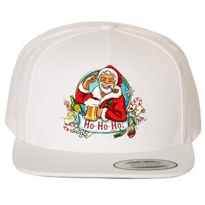 Ho-Ho-Ho Drinking Smoking Santa Claus Christmas Wool Snapback Cap