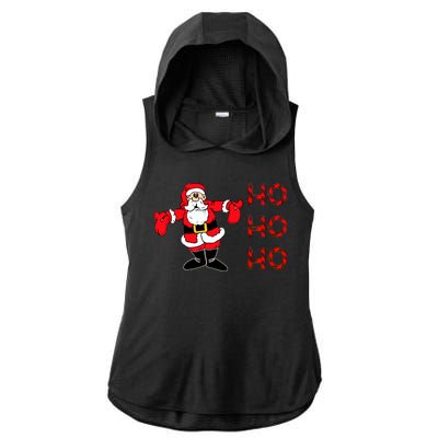 Ho Ho Ho Santa Ladies PosiCharge Tri-Blend Wicking Draft Hoodie Tank