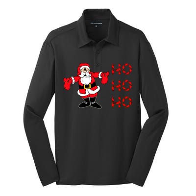 Ho Ho Ho Santa Silk Touch Performance Long Sleeve Polo