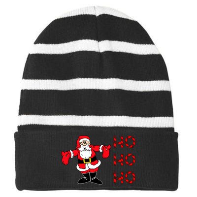 Ho Ho Ho Santa Striped Beanie with Solid Band