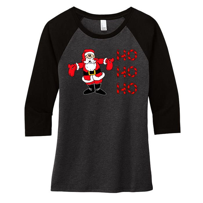 Ho Ho Ho Santa Women's Tri-Blend 3/4-Sleeve Raglan Shirt