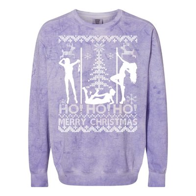 Ho Ho Ho Strippers X-Mas Ugly Christmas Sweater Colorblast Crewneck Sweatshirt