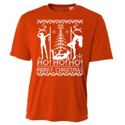 Ho Ho Ho Strippers X-Mas Ugly Christmas Sweater Cooling Performance Crew T-Shirt