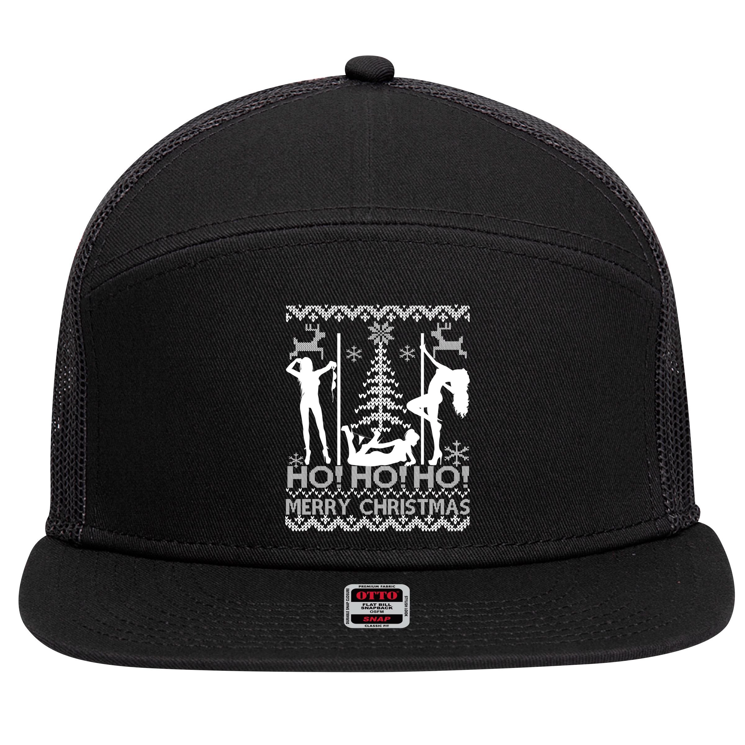 Ho Ho Ho Strippers X-Mas Ugly Christmas Sweater 7 Panel Mesh Trucker Snapback Hat