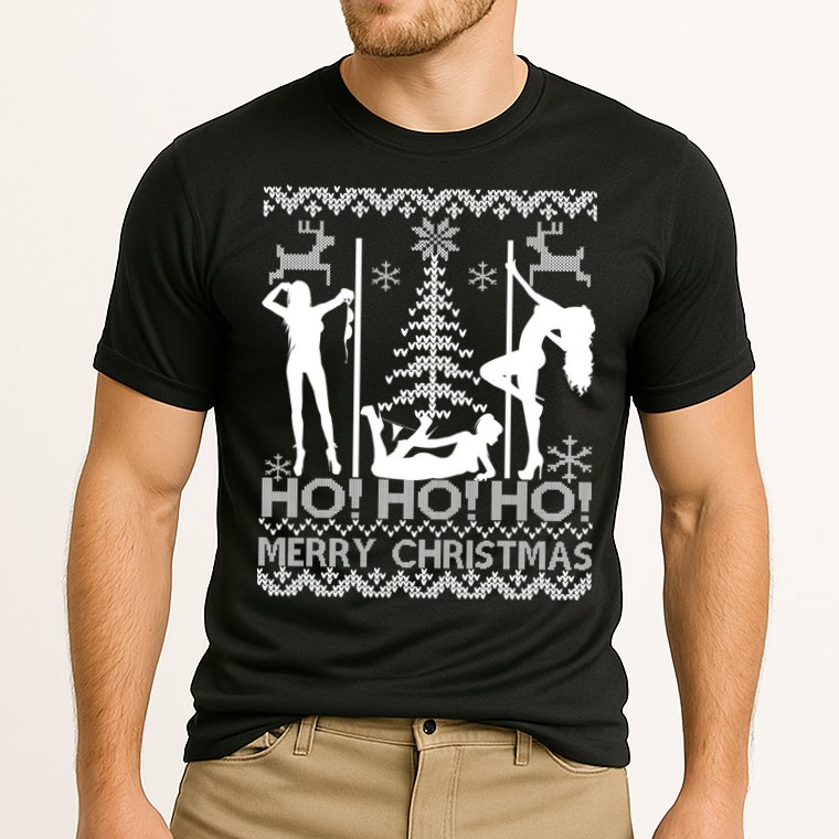 Ho Ho Ho Strippers X-Mas Ugly Christmas Sweater Performance Shirt
