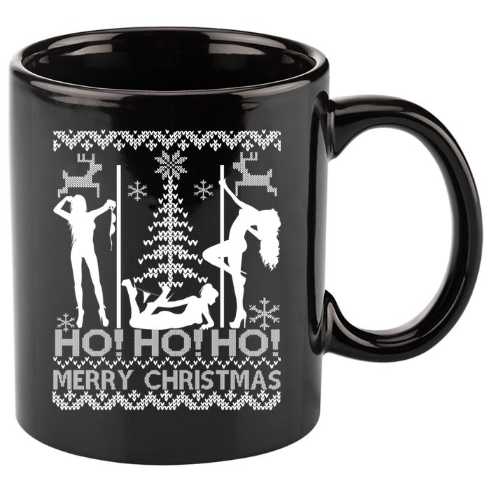 Ho Ho Ho Strippers X-Mas Ugly Christmas Sweater 11oz C Handle Ceramic Mug