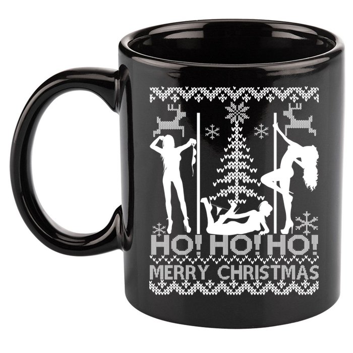 Ho Ho Ho Strippers X-Mas Ugly Christmas Sweater 11oz C Handle Ceramic Mug
