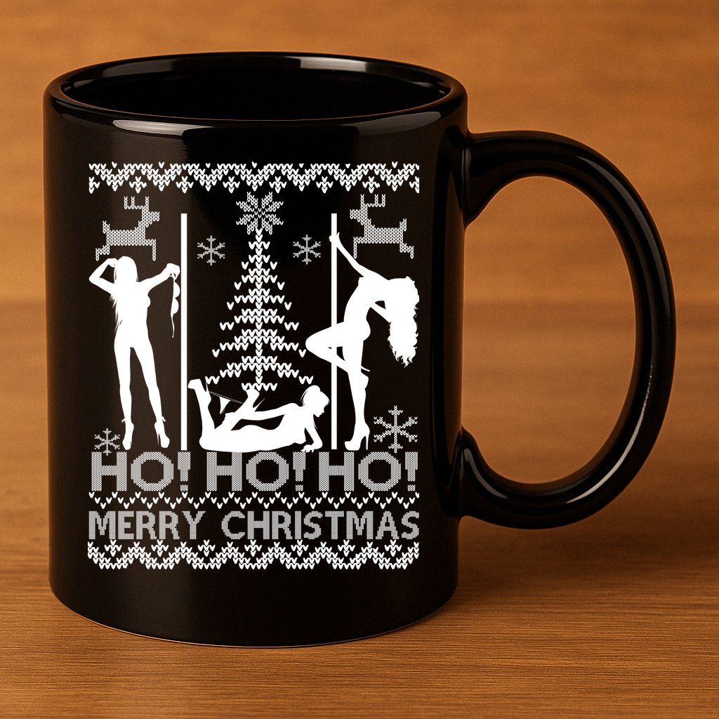 Ho Ho Ho Strippers X-Mas Ugly Christmas Sweater 11oz C Handle Ceramic Mug