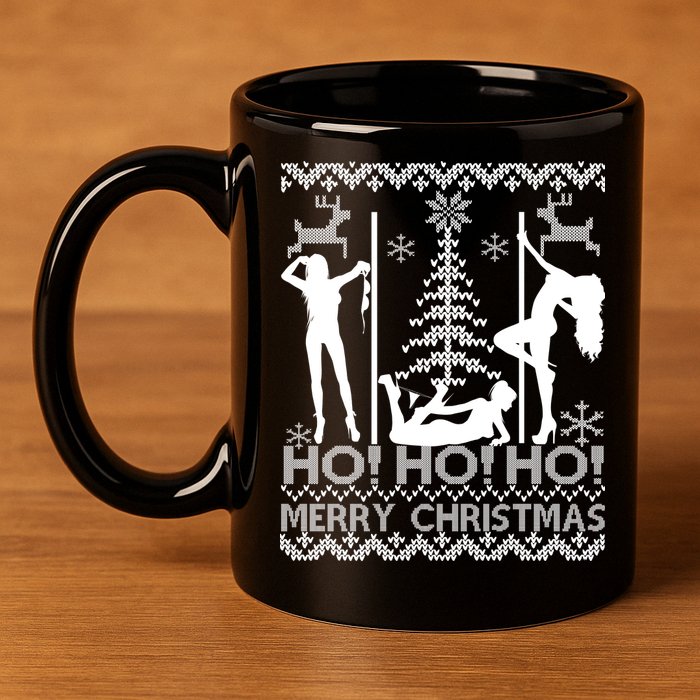 Ho Ho Ho Strippers X-Mas Ugly Christmas Sweater 11oz C Handle Ceramic Mug