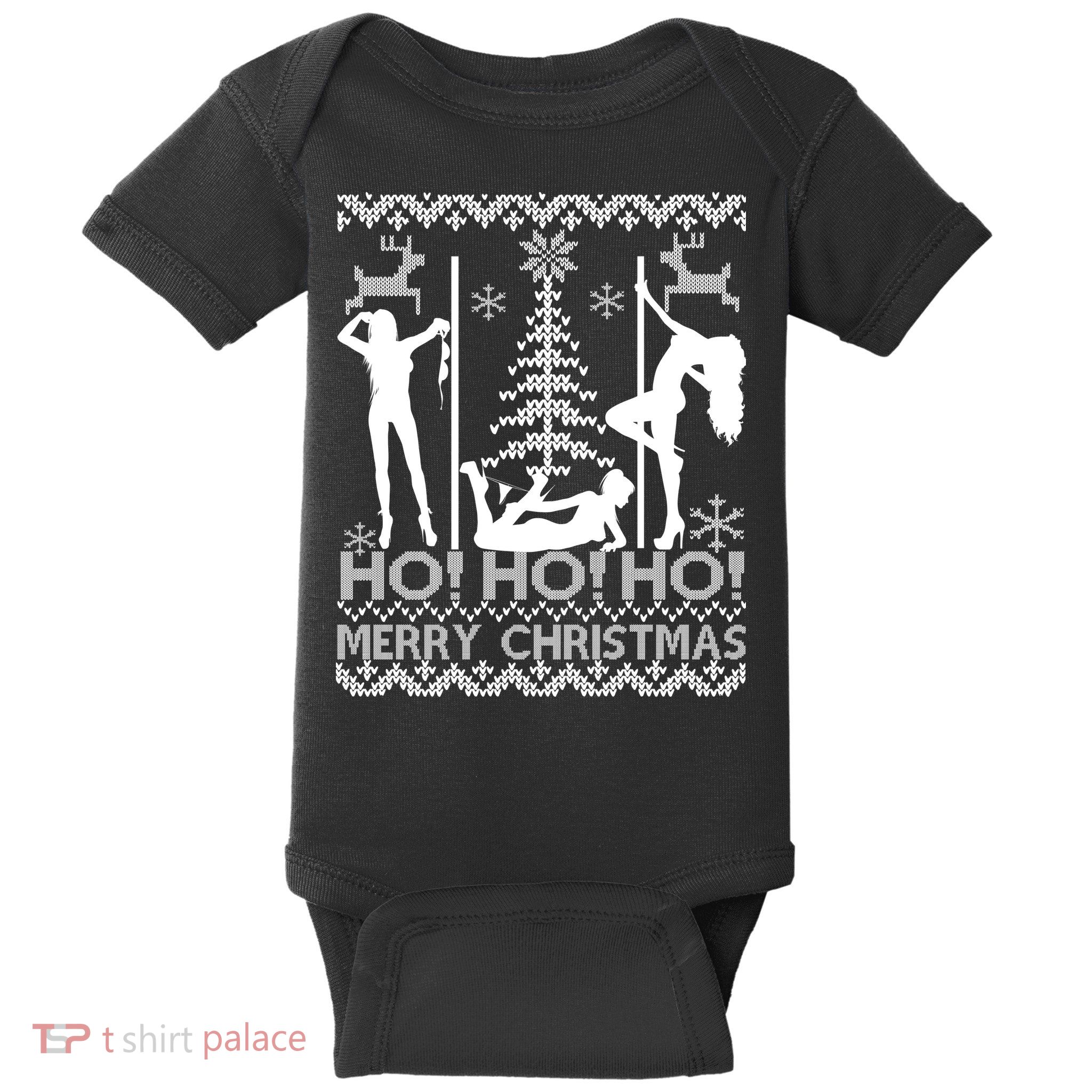 Ho Ho Ho Strippers X-Mas Ugly Christmas Sweater Baby Bodysuit