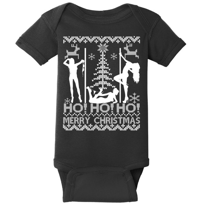 Ho Ho Ho Strippers X-Mas Ugly Christmas Sweater Baby Bodysuit