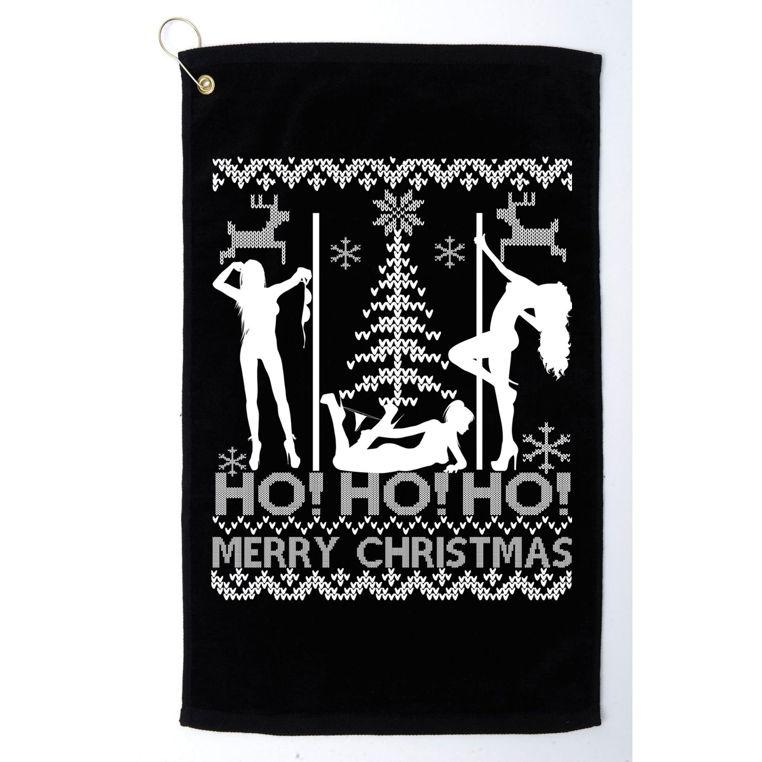 Ho Ho Ho Strippers X-Mas Ugly Christmas Sweater Golf Towel
