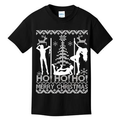 Ho Ho Ho Strippers X-Mas Ugly Christmas Sweater Kids T-Shirt