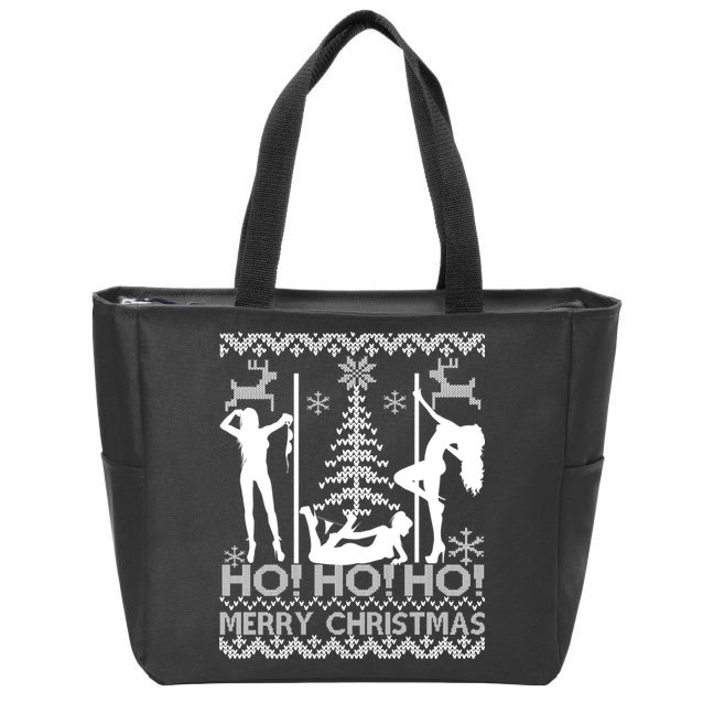 Ho Ho Ho Strippers X-Mas Ugly Christmas Sweater Zip Tote Bag
