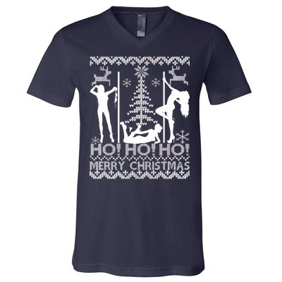 Ho Ho Ho Strippers X-Mas Ugly Christmas Sweater V-Neck T-Shirt