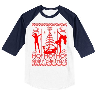 Ho Ho Ho Strippers X-Mas Ugly Christmas Sweater Baseball Sleeve Shirt