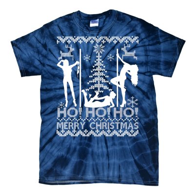 Ho Ho Ho Strippers X-Mas Ugly Christmas Sweater Tie-Dye T-Shirt