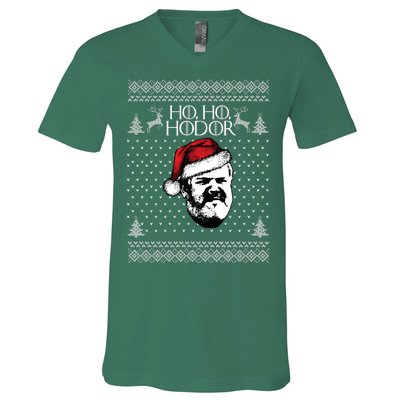 Ho Ho Hodor Ugly Christmas V-Neck T-Shirt