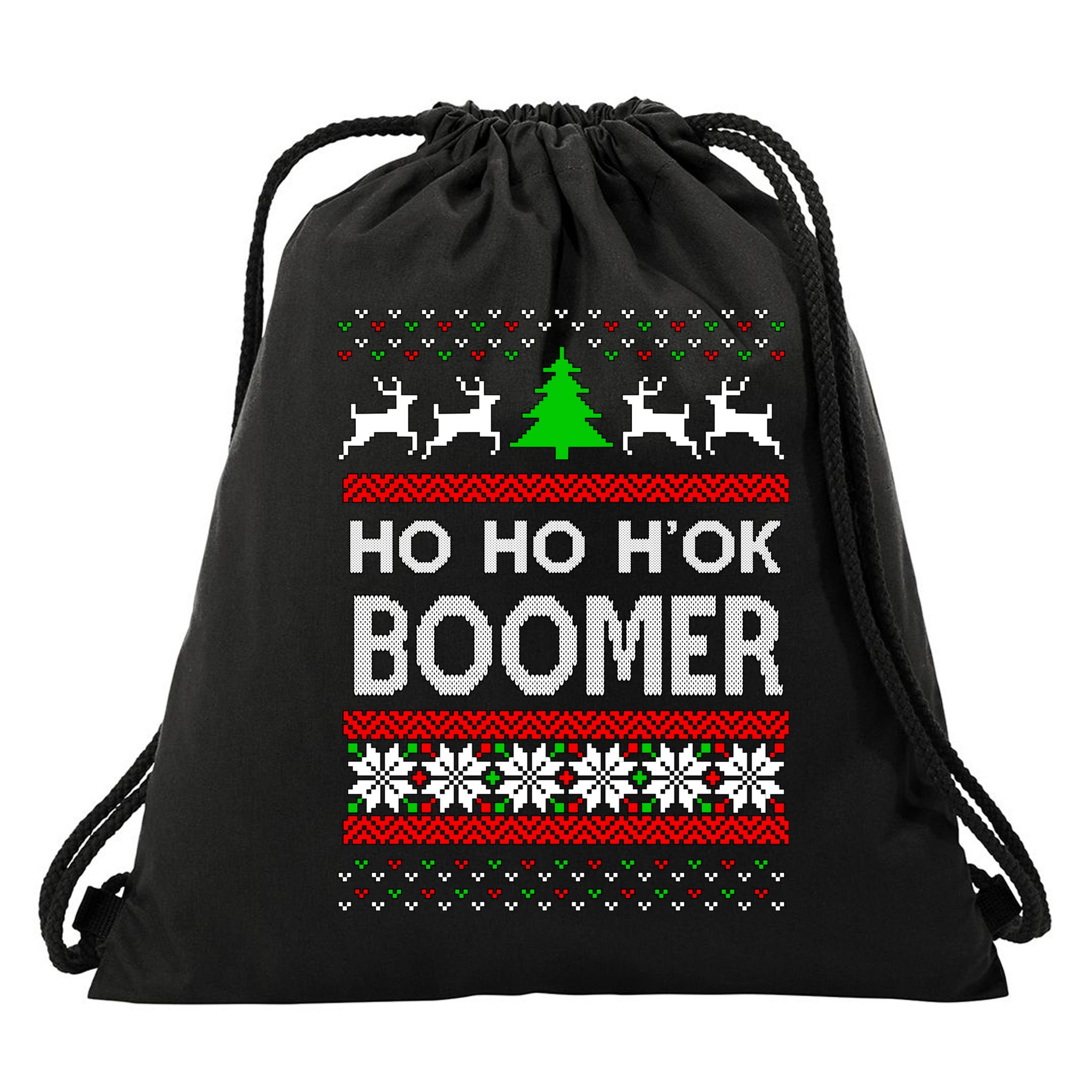 Ho Ho H'ok Boomer Ugly Christmas Drawstring Bag