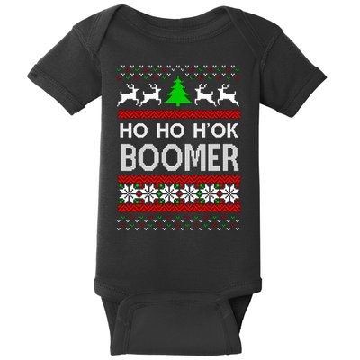 Ho Ho H'ok Boomer Ugly Christmas Baby Bodysuit