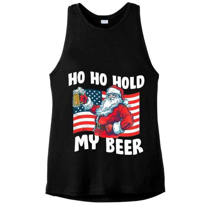Ho Ho Hold My Beer Christmas In July Ladies PosiCharge Tri-Blend Wicking Tank