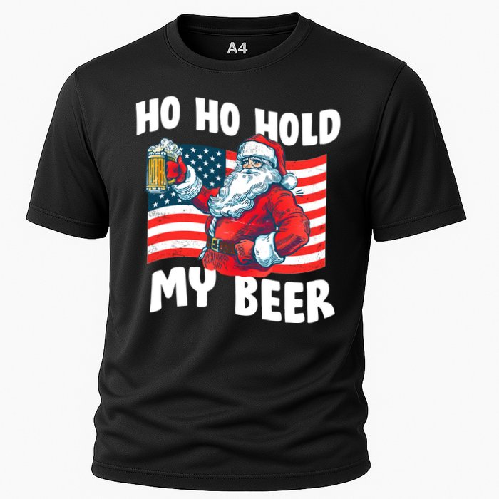 Ho Ho Hold My Beer Christmas In July Cooling Performance Crew T-Shirt