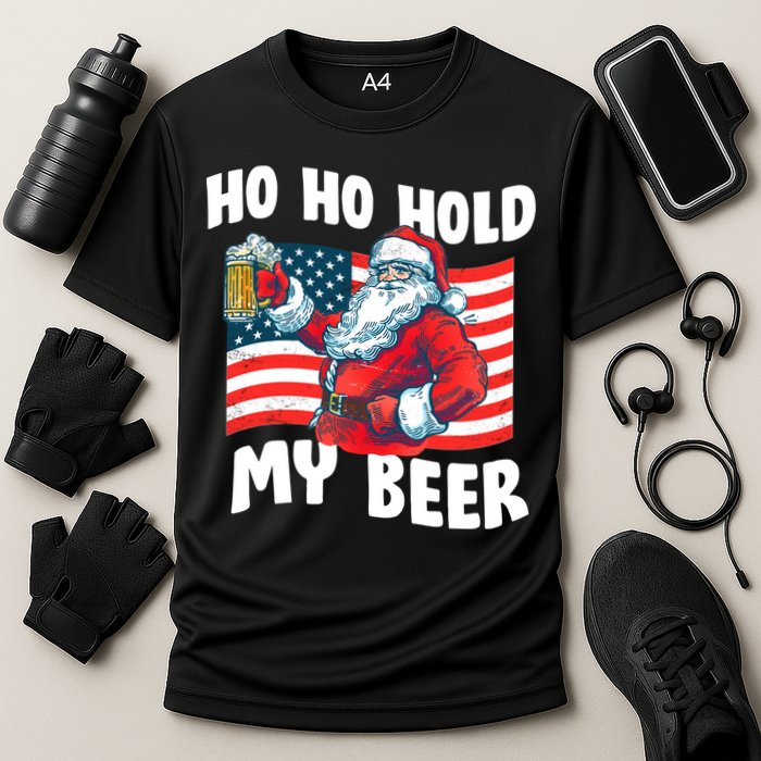 Ho Ho Hold My Beer Christmas In July Cooling Performance Crew T-Shirt