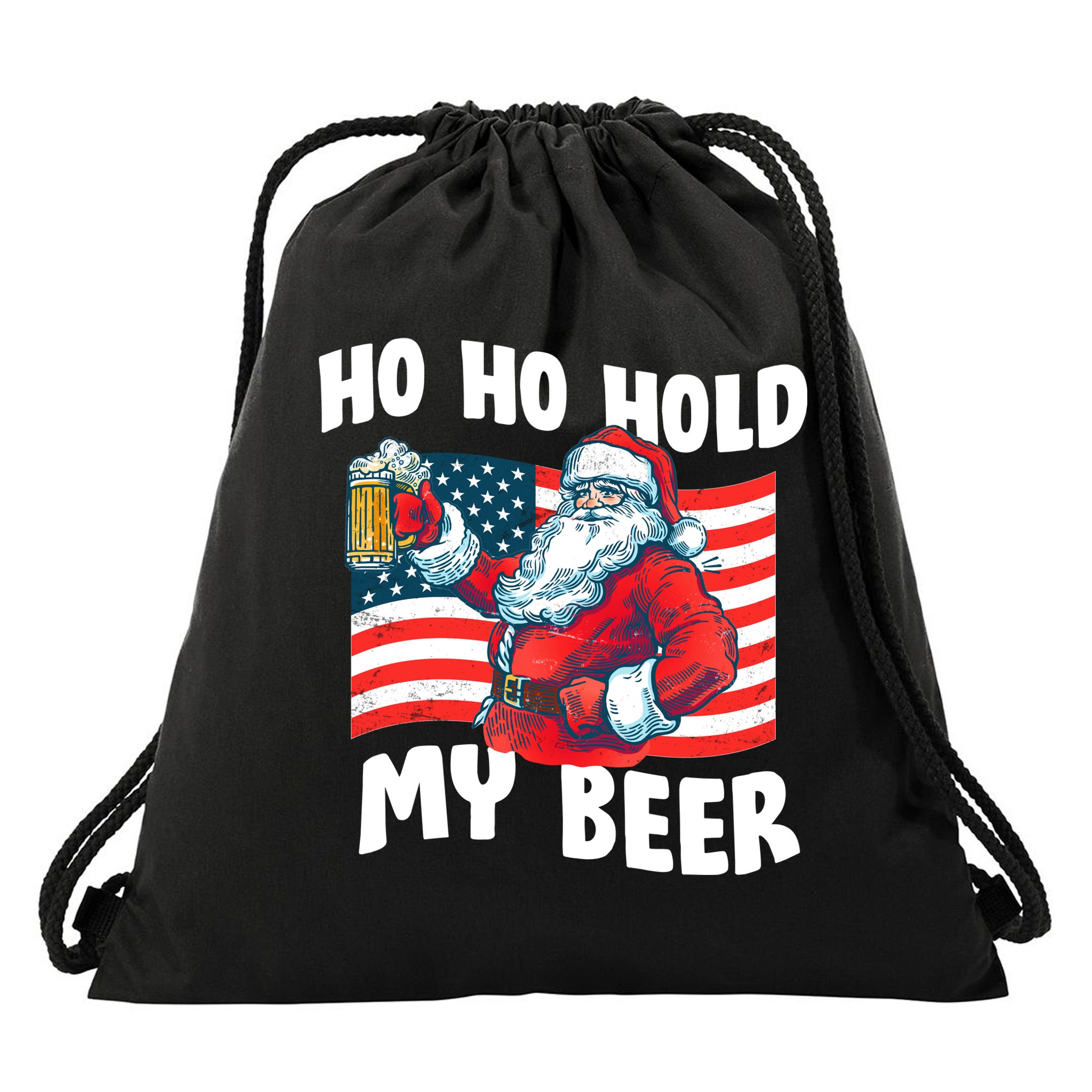Ho Ho Hold My Beer Christmas In July Drawstring Bag