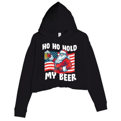 Ho Ho Hold My Beer Christmas In July Crop Fleece Hoodie