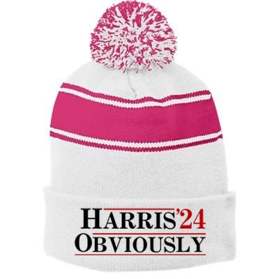 Harris Obviously 2024 Stripe Pom Pom Beanie