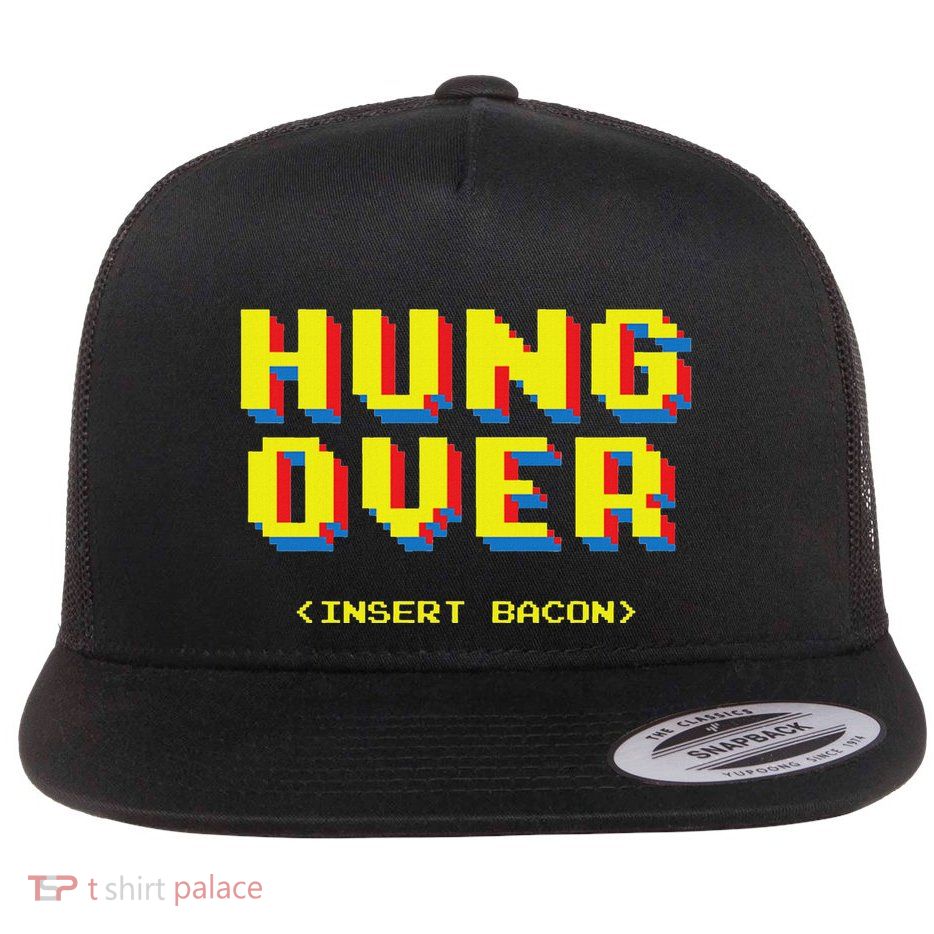 Hung Over 8 Bit Graphic Retro Gamer Flat Bill Trucker Hat