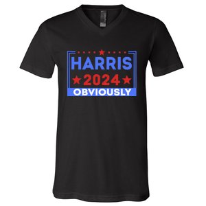 Harris Obviously A Vote For 2024 V-Neck T-Shirt