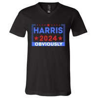 Harris Obviously A Vote For 2024 V-Neck T-Shirt