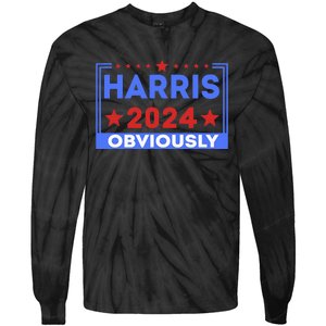 Harris Obviously A Vote For 2024 Tie-Dye Long Sleeve Shirt