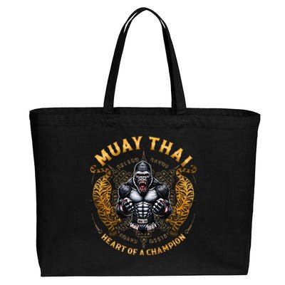 Heart Of A Champion Kickboxing And Muay Thai Angry Gorilla Cotton Canvas Jumbo Tote