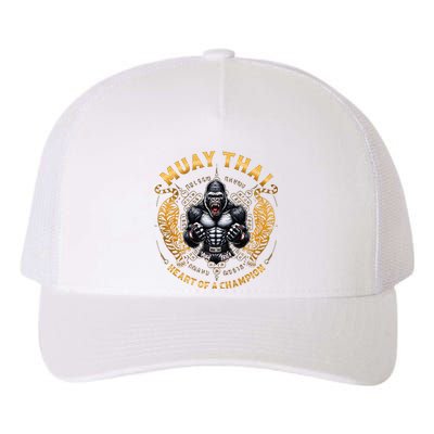 Heart Of A Champion Kickboxing And Muay Thai Angry Gorilla Yupoong Adult 5-Panel Trucker Hat