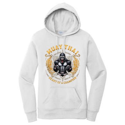 Heart Of A Champion Kickboxing And Muay Thai Angry Gorilla Women's Pullover Hoodie