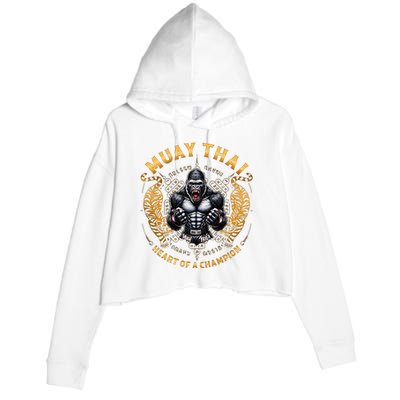 Heart Of A Champion Kickboxing And Muay Thai Angry Gorilla Crop Fleece Hoodie