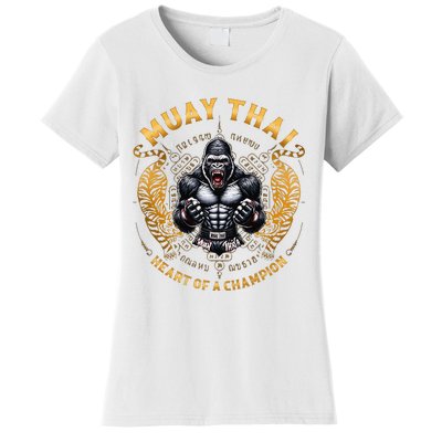 Heart Of A Champion Kickboxing And Muay Thai Angry Gorilla Women's T-Shirt