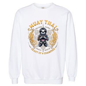 Heart Of A Champion Kickboxing And Muay Thai Cute Sloth Garment-Dyed Sweatshirt