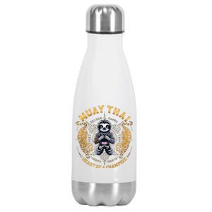 Heart Of A Champion Kickboxing And Muay Thai Cute Sloth Stainless Steel Insulated Water Bottle