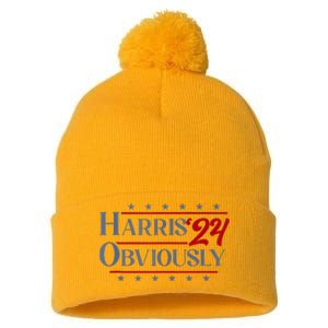 Harris. Obviously. A Vote For 2024 President Kamala Harris Pom Pom 12in Knit Beanie